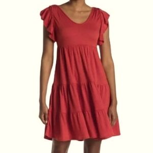 Babydoll Dress Tiered Cottagecore Coquette Coastal Cowgirl Burnt Red Small